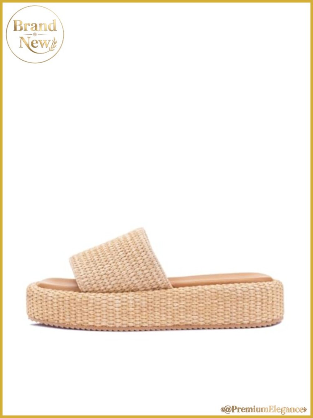 Raffia Espadrille Platform Sandals Woven Straw Slip On Beach Slides